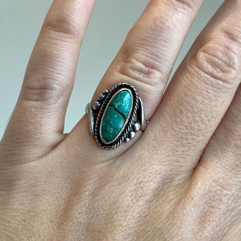 Bell Sterling Vintage Turquoise Ring Size 6.5